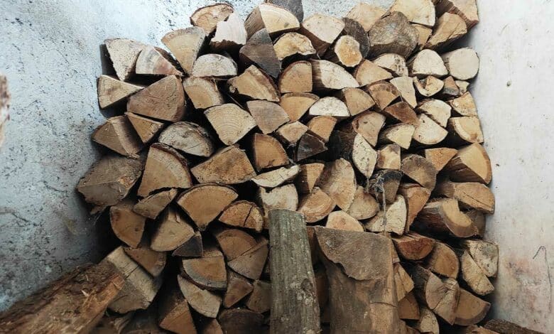 Un tas de bois sec pour le chauffage.