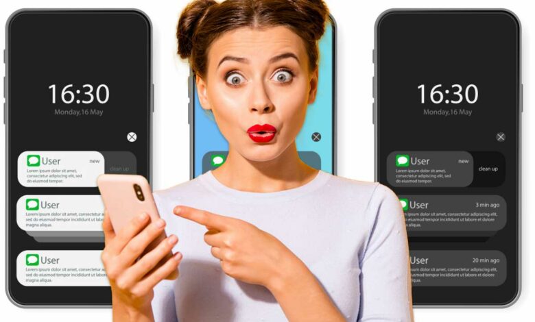 Une femme reçoit de nombreuses notifications.