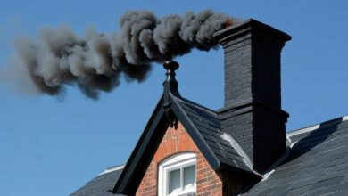 Une cheminée qui fume noir.