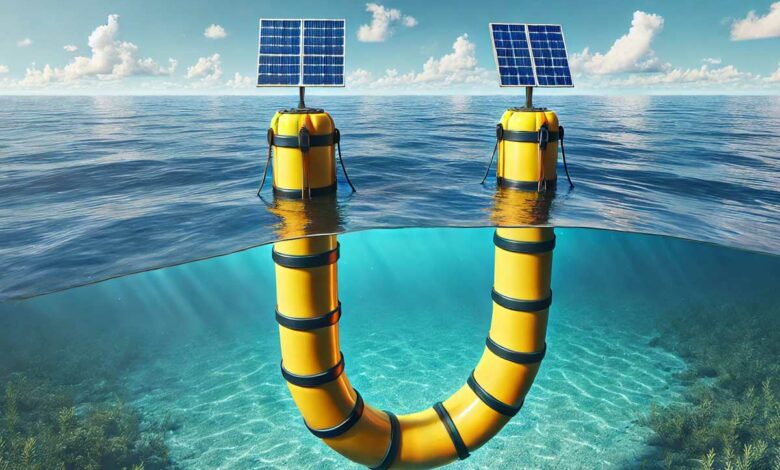 Une structure pour convertir l'énergie houlomotrice.