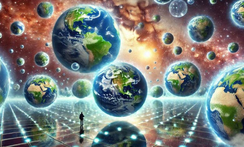 De nombreuses planètes Terre pour illustrer le concept du multivers.