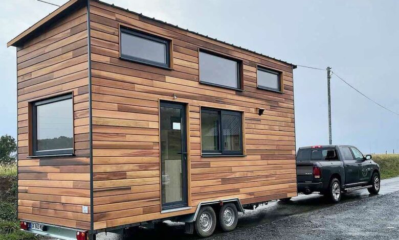 La tiny house de Laurent lors de sa livraison.