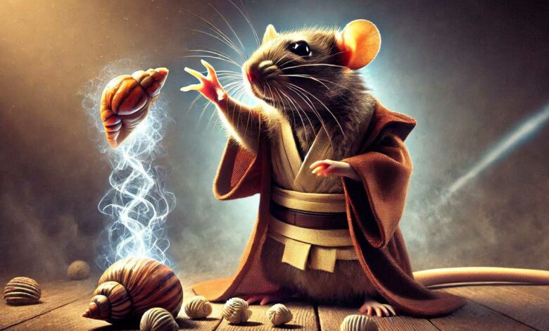 Un rat déplace des objets.