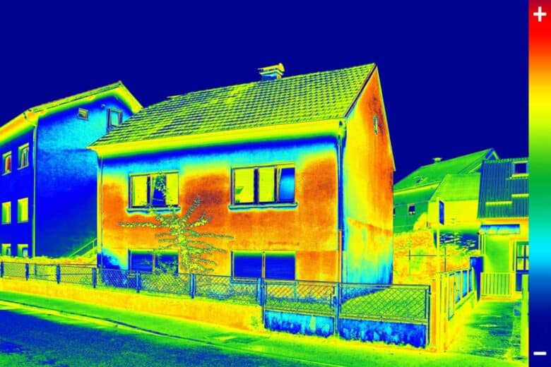 Thermogramme d'une maison.
