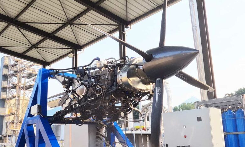 Une turbine pour avion fonctionnant à l'hydrogène.