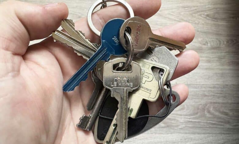 Une main tenant des trousseaux de clés.
