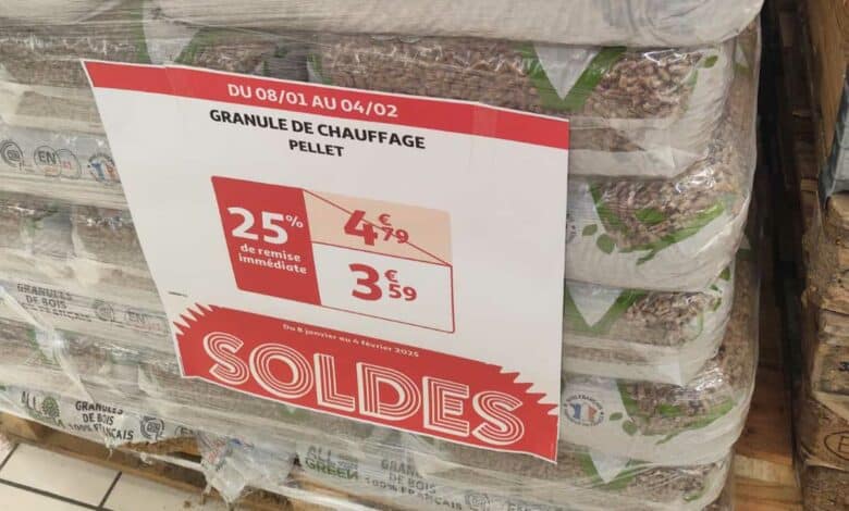 Des sacs de granulés moins chers que Leclerc (3,79 €), chez Auchan Castres 81100 (3,59 €).