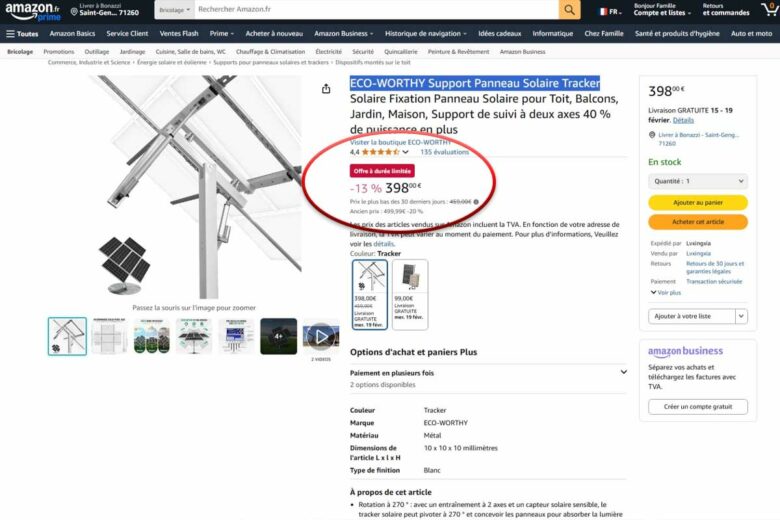 Une offre à durée limitée sur un tracker solaire.