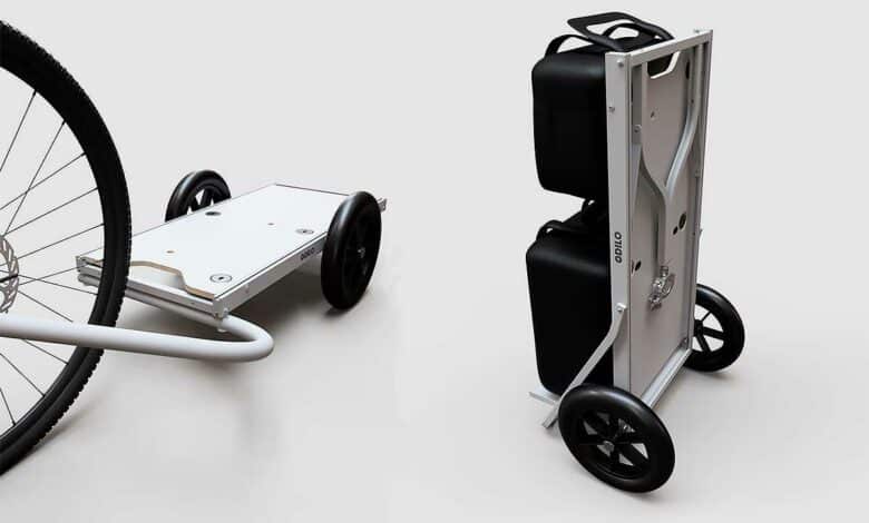 Un chariot modulable qui se transforme en remorque de vélo.