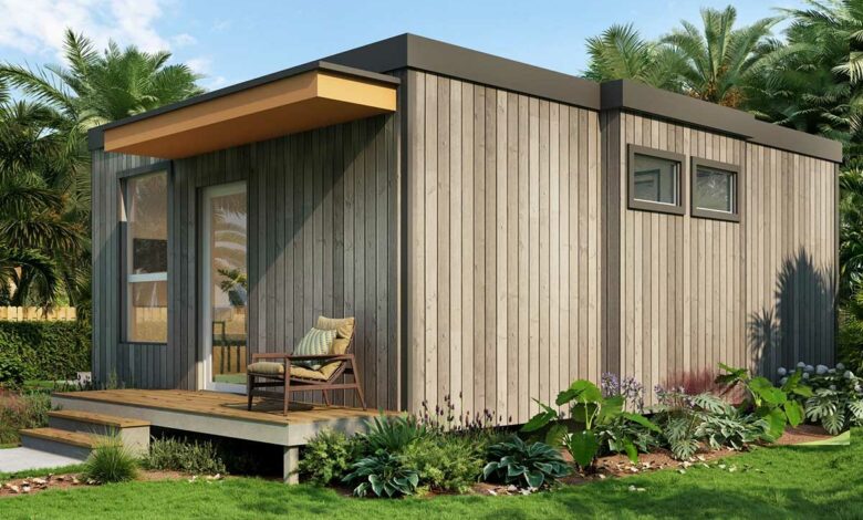 Une maison préfabriquée autonome.