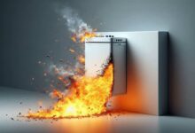 Une batterie résidentielle qui prend feu.
