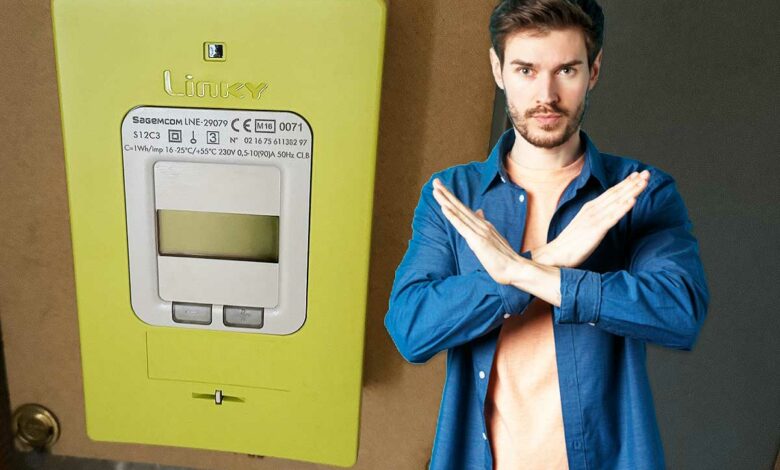Un homme qui refuse le compteur Linky.