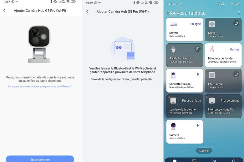 Configuration de l'Aqara G5 Pro – L'application guide pas à pas l’ajout de la caméra à l’écosystème domotique.