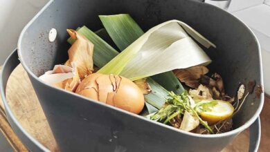 Un composteur de cuisine pour les déchets alimentaires.