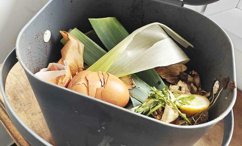 Un composteur de cuisine pour les déchets alimentaires.