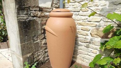 Un récupérateur d'eau de pluie.