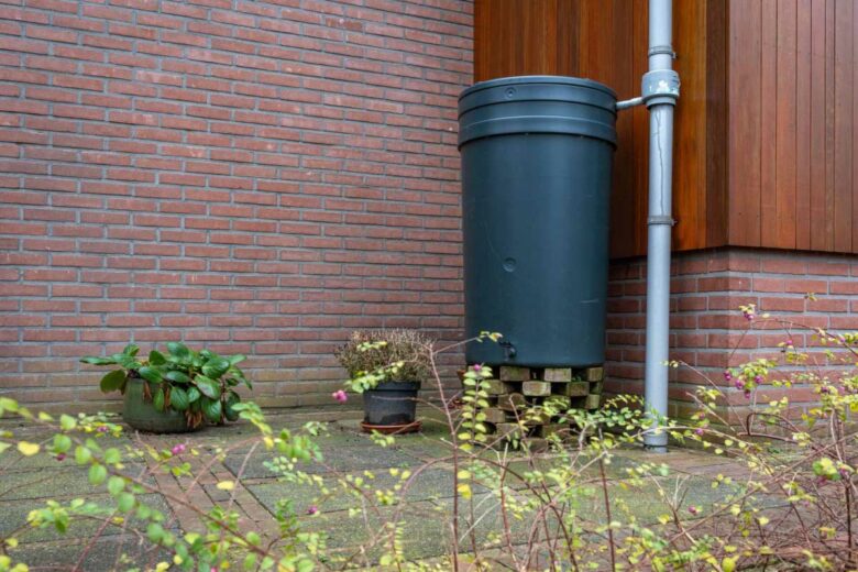 Un récupérateur d'eau de pluie.