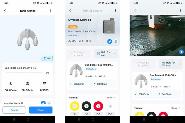 L'impression se gère via l'application dédiée Anycubic disponible sur Android et iOS.