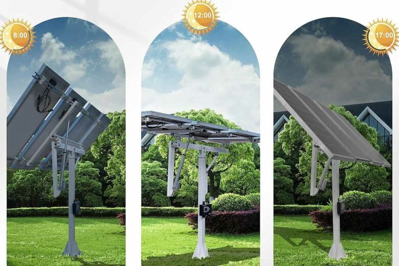 Différentes positions des panneaux solaires en fonction de la journée.