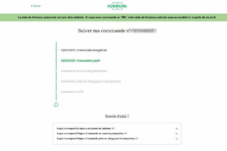 « La date de livraison annoncée est une date estimée. Si vous avez commandé un TM7, votre date de livraison estimée sera accessible ici à partir de mi-avril. », peut-on lire sur le site officiel.