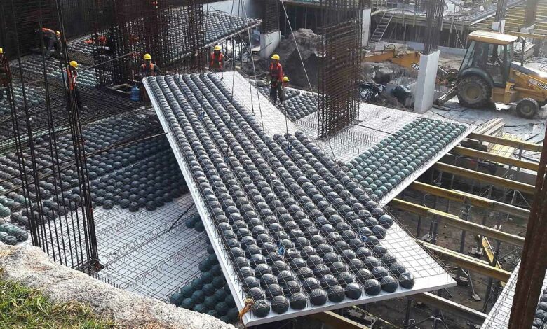 Une dalle de béton BubbleDeck.