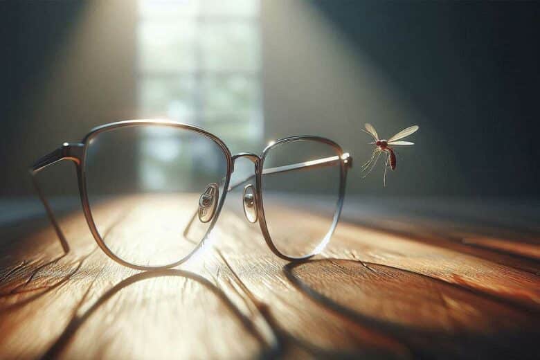 Des lunettes et un moustique.