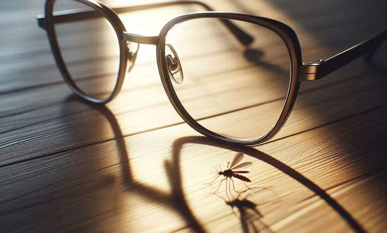 Une paire de lunettes et un moustique.