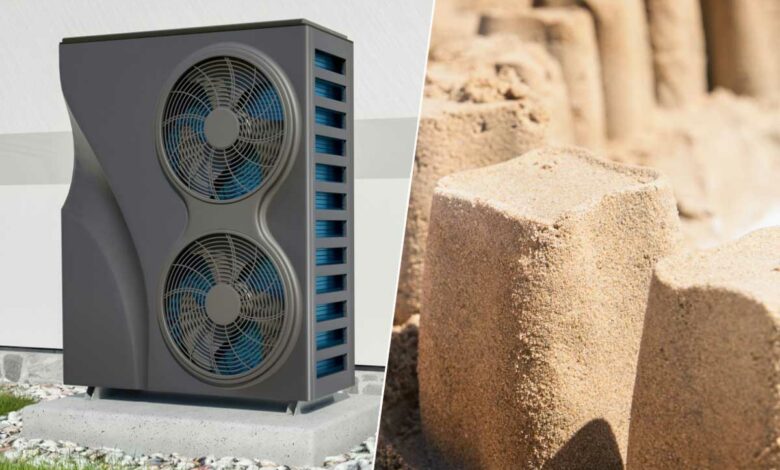 Une pompe à chaleur et du sable.