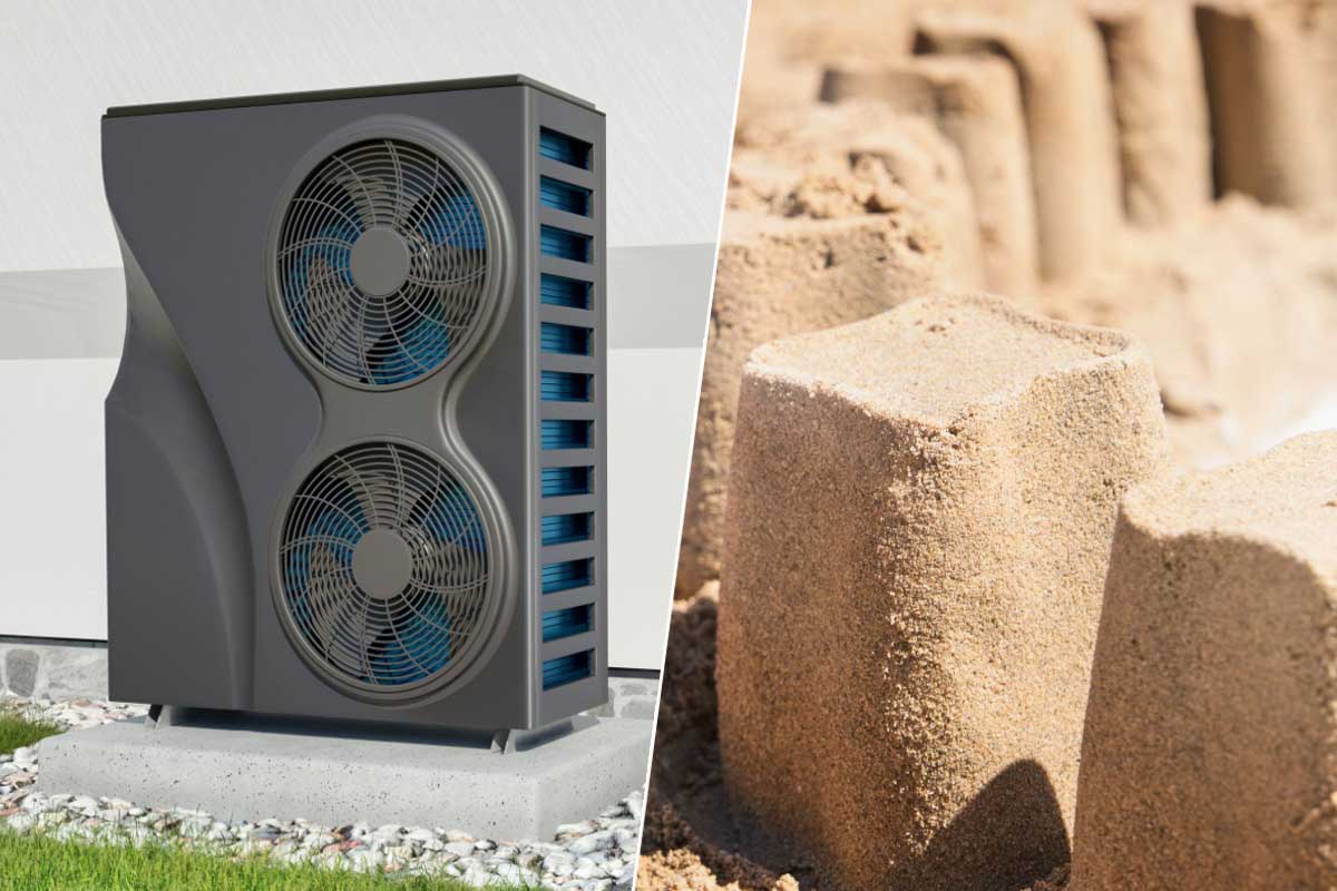 Une pompe à chaleur et du sable.