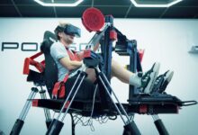 Un simulateur sur vérins articulés pour le jeu vidéo.