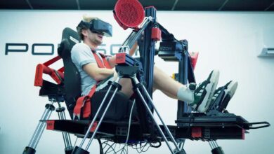 Un simulateur sur vérins articulés pour le jeu vidéo.