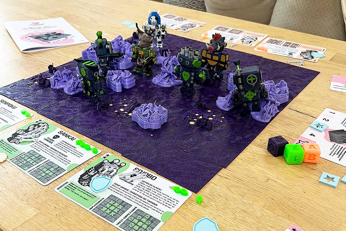Un jeu de plateau imprimé en 3D.