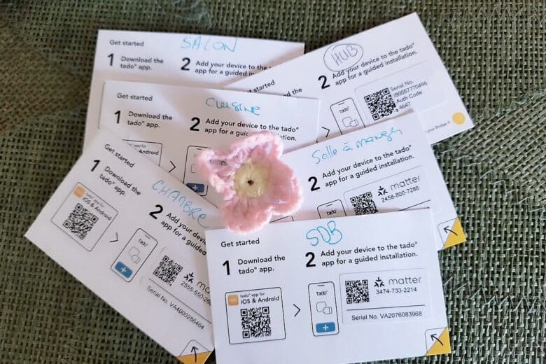 Astuce installation tado° X : pensez à noter les pièces sur chaque carte QR code !