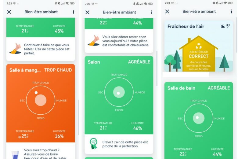 Fonctionnalité bien-être ambiant tado° X : vérifiez facilement température et humidité pour un confort optimal.