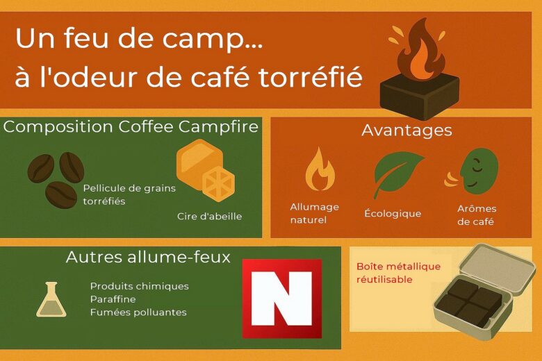 Infographie : Coffee Campfire, un allume-feux écolo qui fleure bon le café !