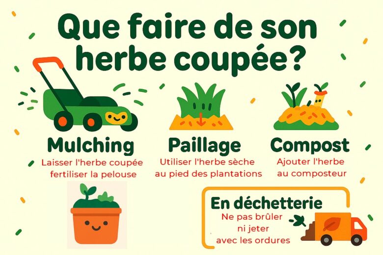 Infographie : comment transformer vos déchets de tontes en alliés pour la biodiversité.