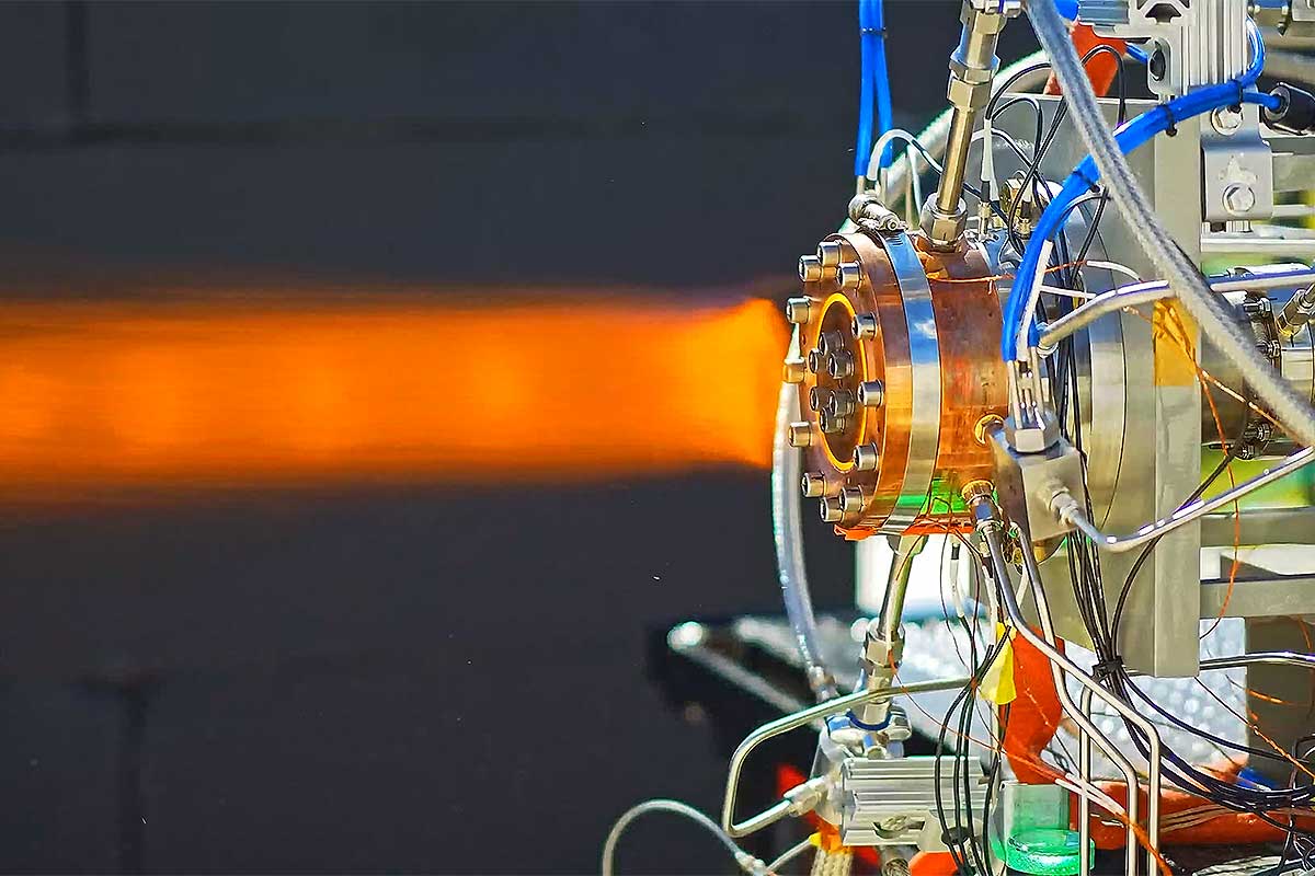 Un moteur à détonation rotative lors d'un essai.