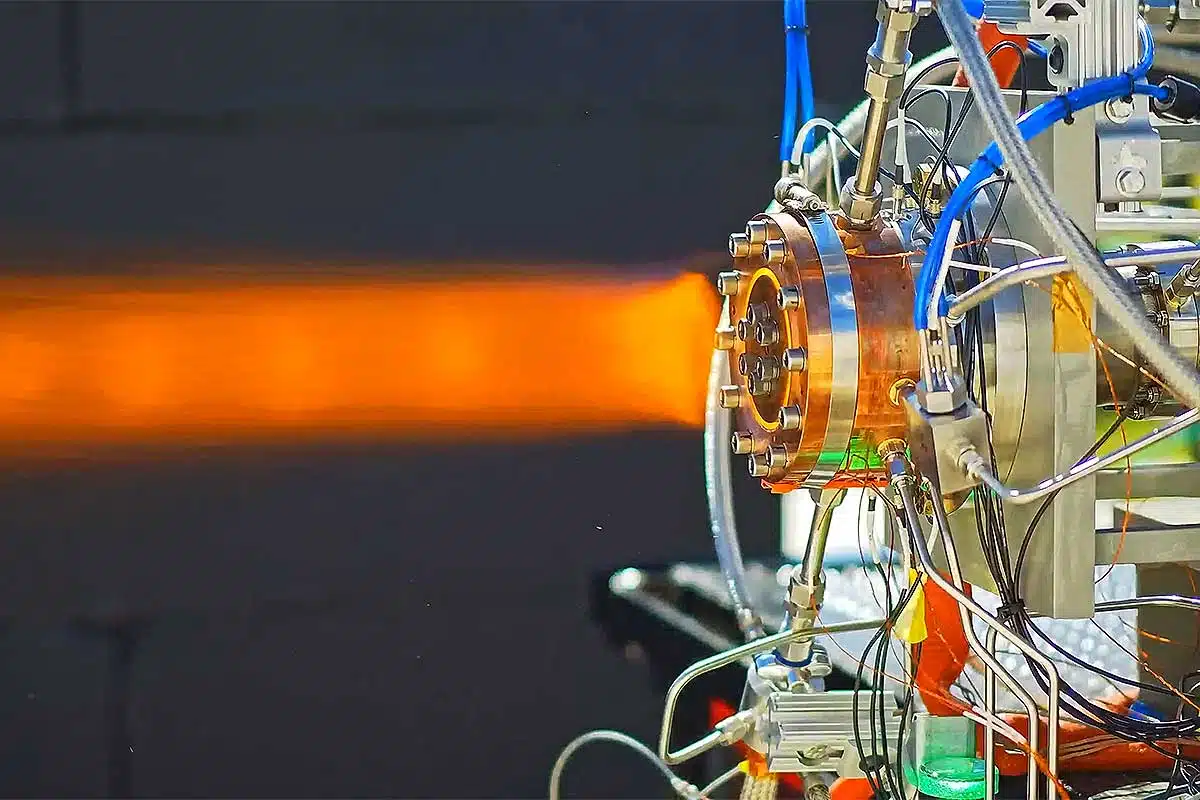 Un moteur à détonation rotative lors d'un essai.