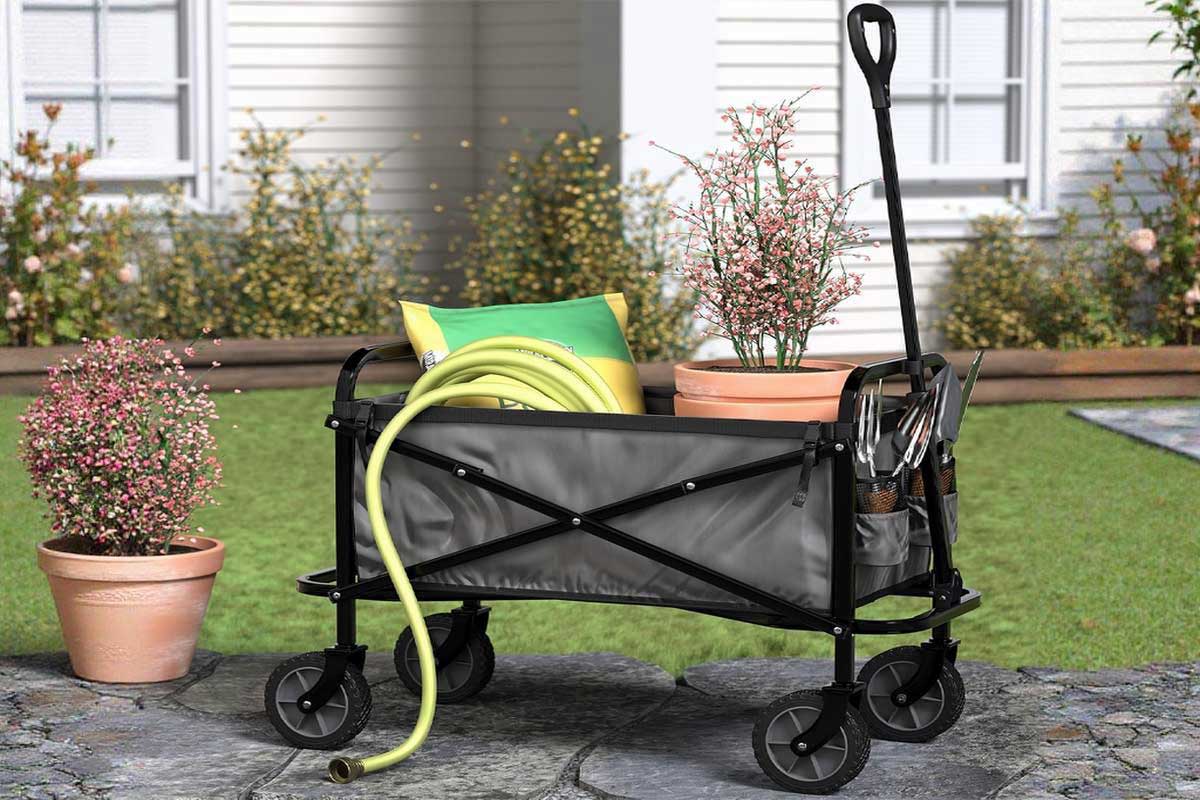 Un chariot de transport pour vos outils et objets de jardin.