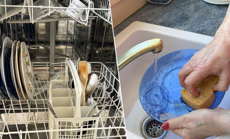 Lave-vaisselle et lavage à la main.