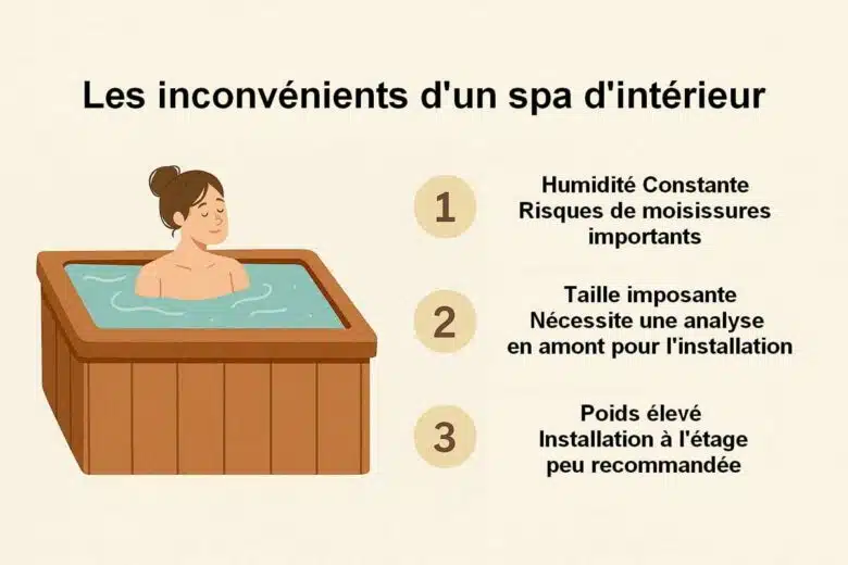 Infographie : les inconvénients d'un spa d'intérieur.