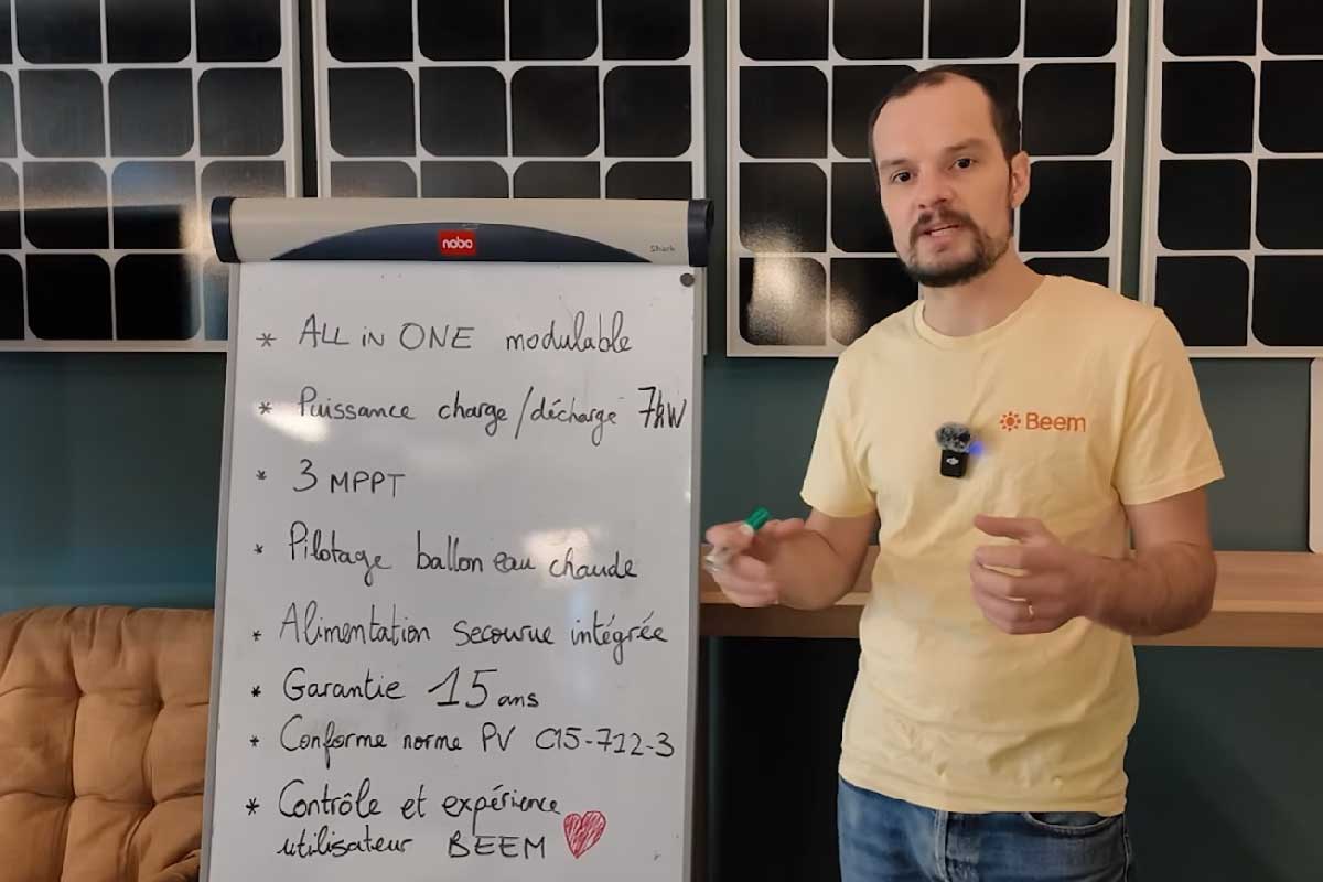 Avec la baisse du tarif de rachat de l'électricité produite, c'est le moment idéal pour investir dans une batterie résidentielle et profiter pleinement de l'autoconsommation. Crédit photo : Beem (capture d'écran vidéo YouTube)