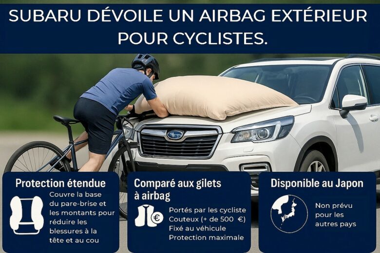 Infographie : que faut-il retenir de l'airbag pour cyclistes dévoilé par Subaru ?