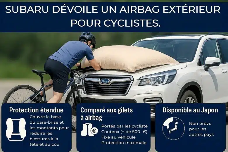 Infographie : que faut-il retenir de l'airbag pour cyclistes dévoilé par Subaru ?