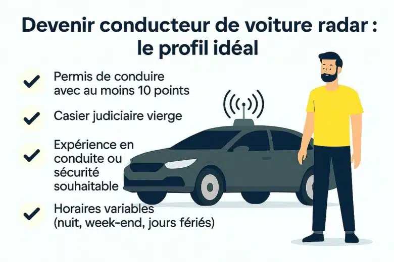 Infographie : quelS sont les 4 critères pour devenir conducteur de voitures-radar.