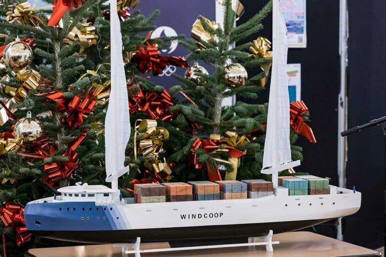 Une maquette de cargo à voile, projet de Windcoop.