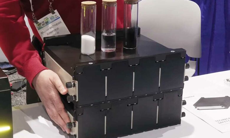 Un module de batterie SorbiForce essentiellement composé de sel, de carbone et d'eau.