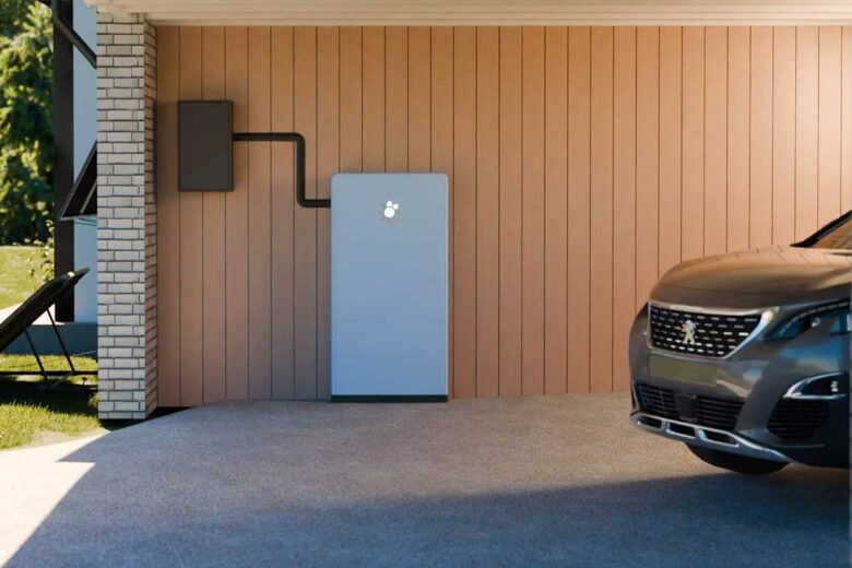 Une batterie Beem dans le garage.