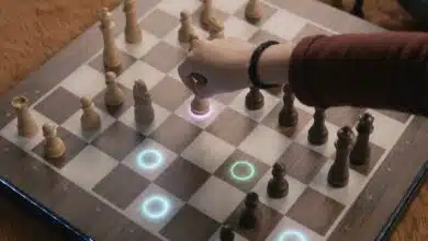 Une personne joue aux échecs.