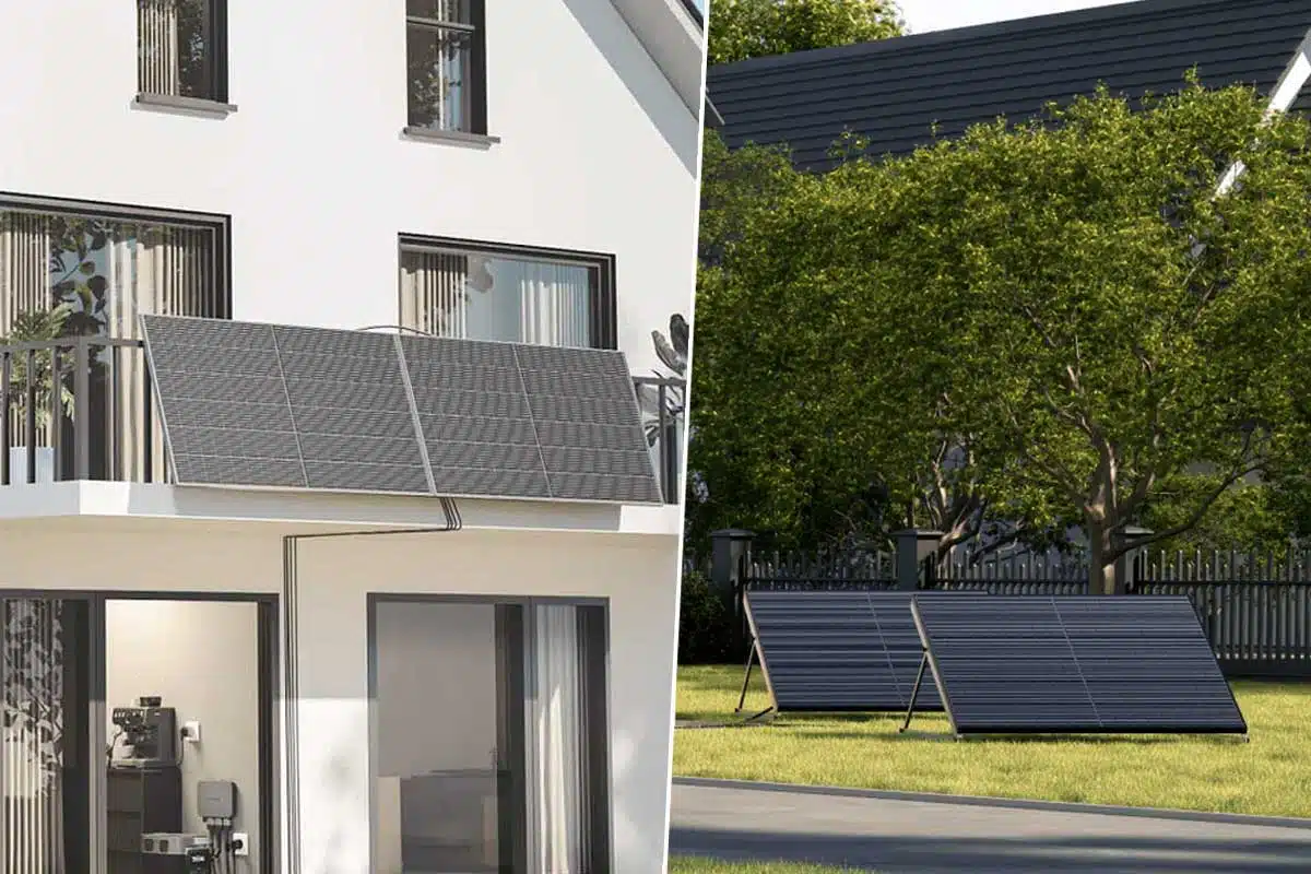 Des panneaux solaires installés sur un balcon ou au sol.